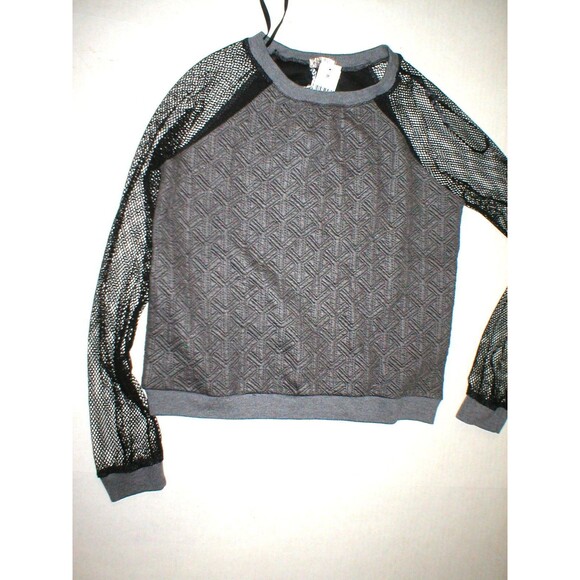 New Womens NWT $120 Mesh Sweatshirt Mika & Gala Gray Black S Australia 8 Top Sof - Picture 1 of 4